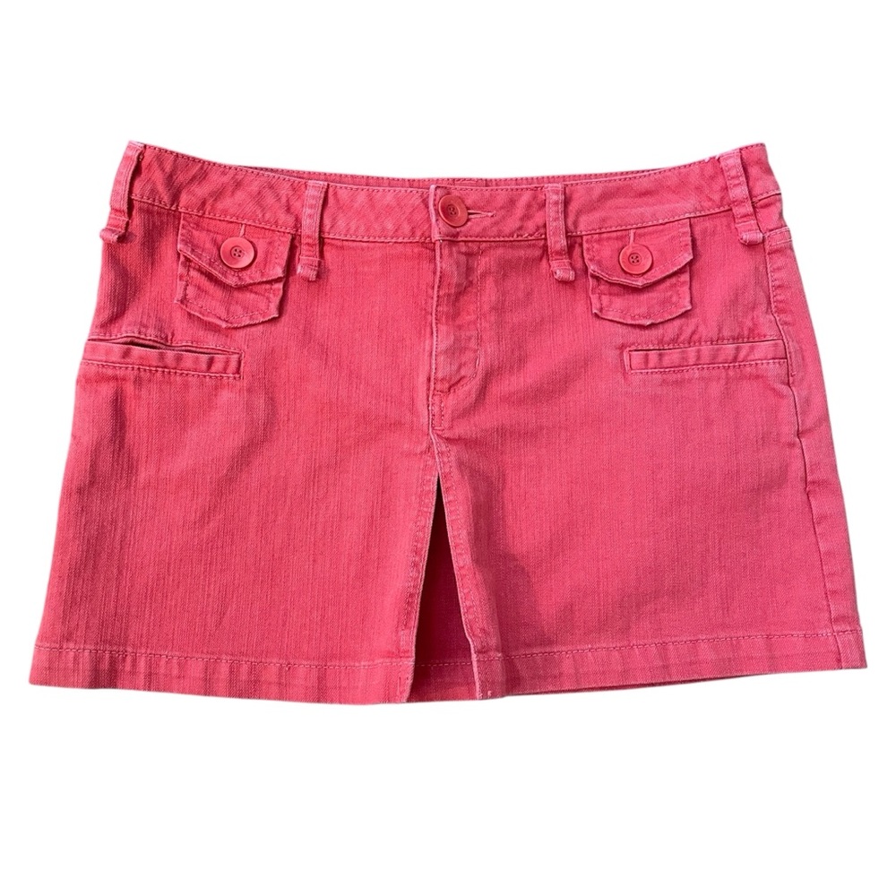 BCBGeneration Size 31 Pleated‎ Mini Skirt Washed-Out Red Patch Pockets Retro Y2K